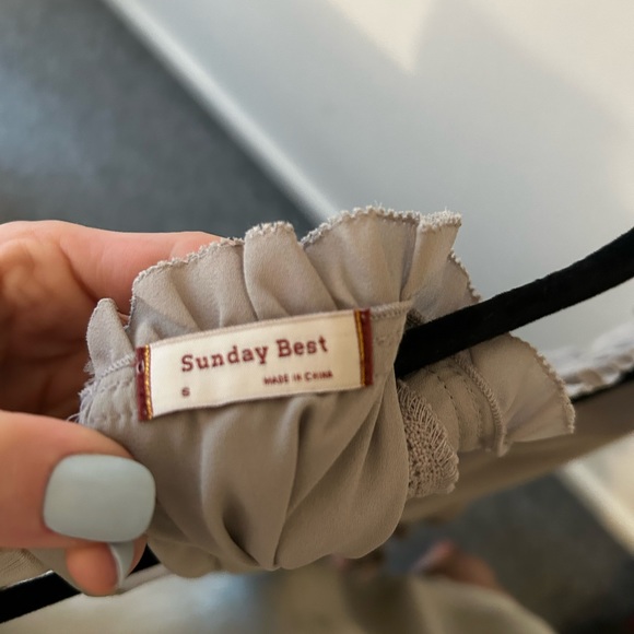 Aritzia Sunday Best Grey Smocked Sleeveless Raleigh Dress - Picture 6 of 7